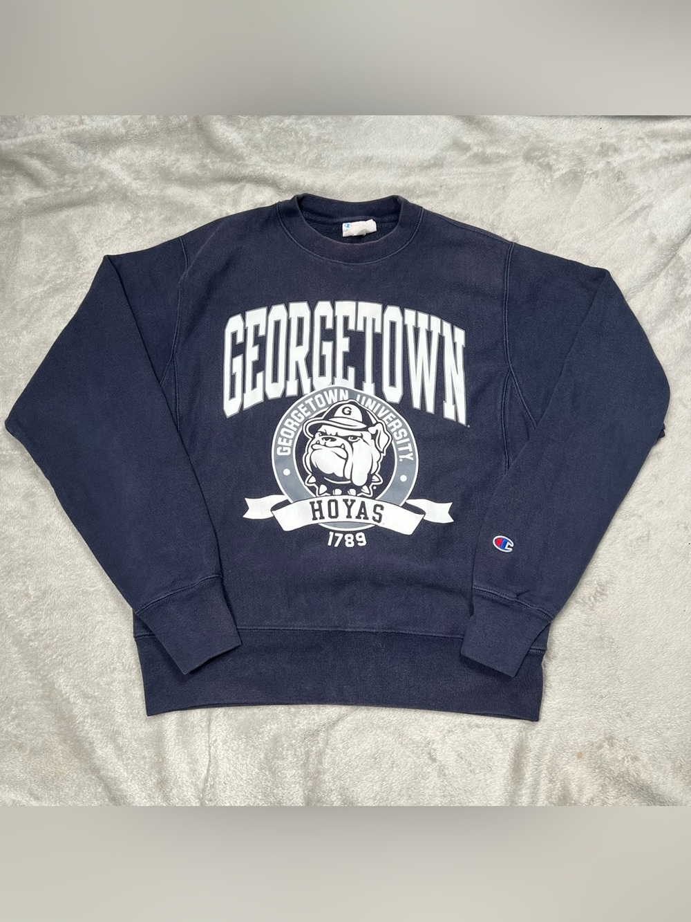 VTG Champion Reverse Weave Georgetown Sweatshirt Adult S Blue Pullover Hoyas Y2K